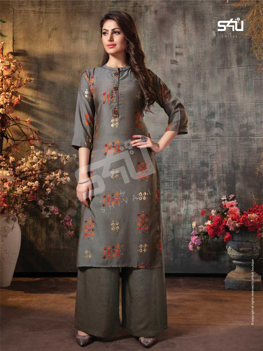 S4U Womaniya Vol -14 Cotton Silk Kurti With Palazzo S4U Womaniya Vol -14 Cotton Silk Kurti With Palazzo
